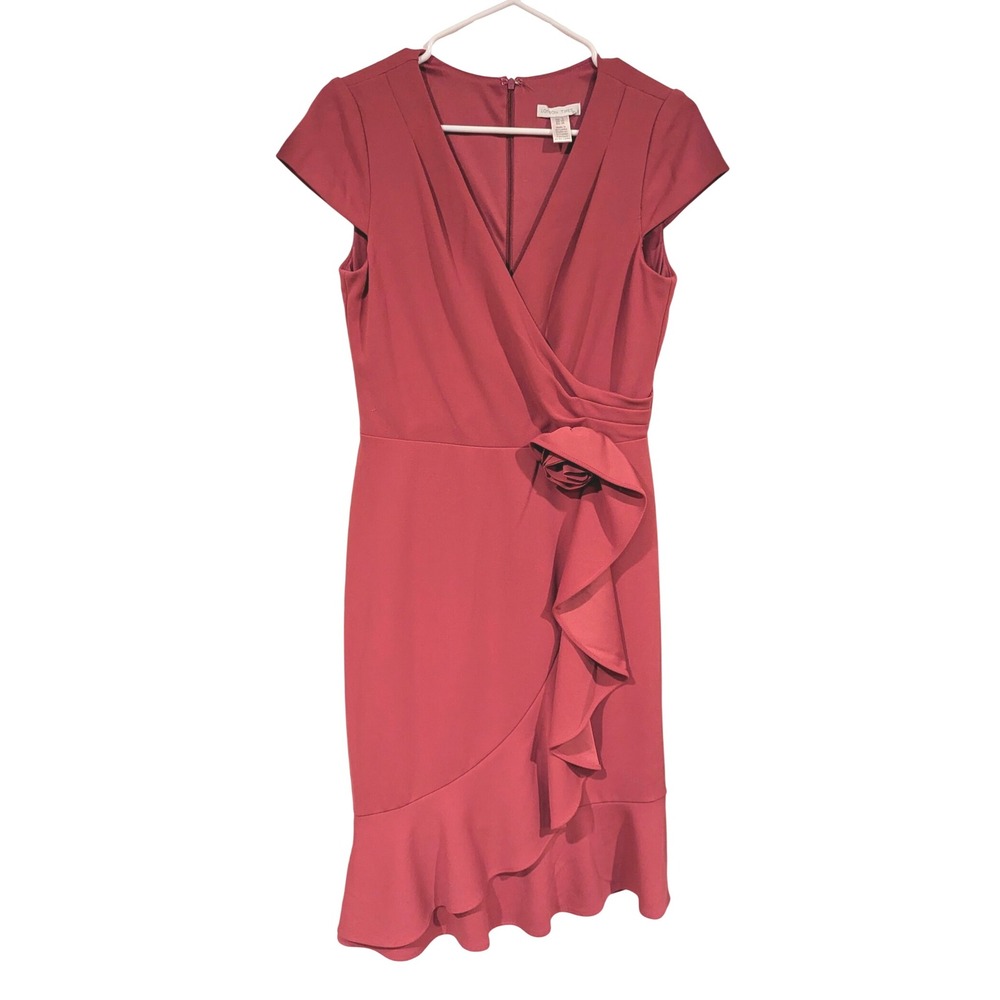 London Times Womens Dress‎ Size 6 Rosette Ruffle Trim Cocktail Party MOTB